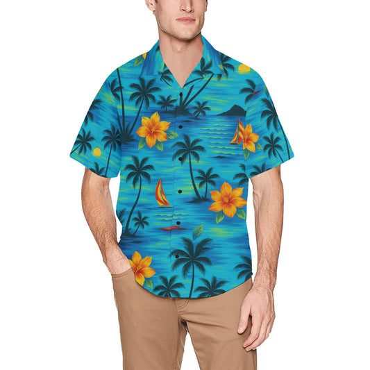 Men's Hawaiian Shirt With Chest Pocket