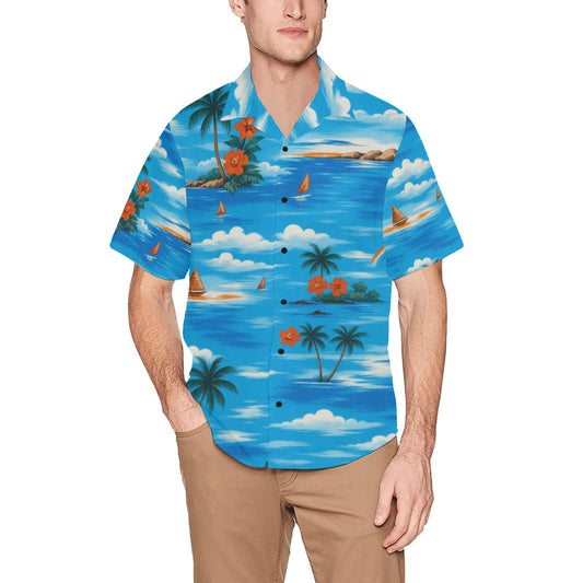 Men's Hawaiian Shirt With Chest Pocket