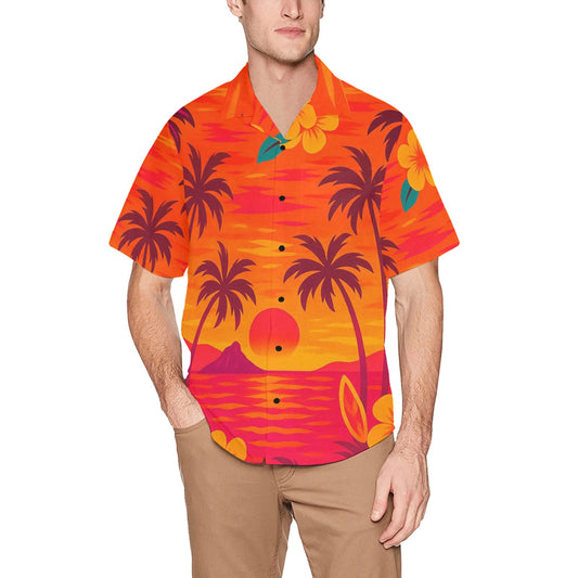 Men's Hawaiian Shirt With Chest Pocket