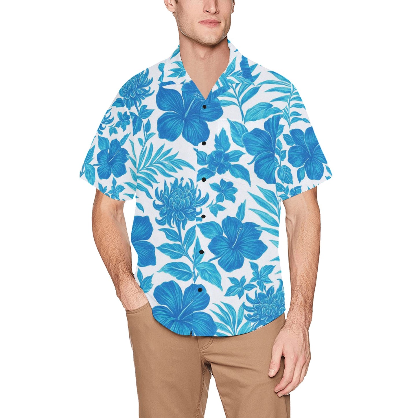 Men's Hawaiian Shirt With Chest Pocket